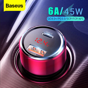Baseus Bộ Sạc Xe Hơi 45W Bộ Sạc Nhanh USB Type C 6A Bộ Sạc PD Nhanh QC4.0 QC3.0 Cho Điện Thoại Di Động