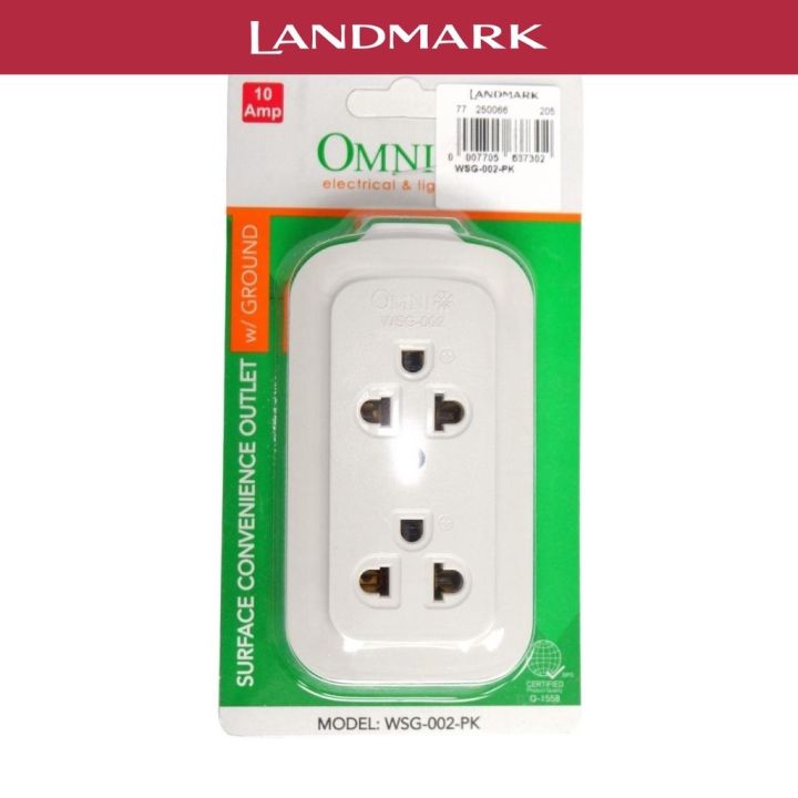 Omni Surface Convenience Outlet With Ground 2Gang In Blister Pack