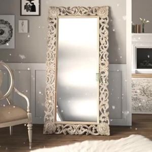 Living Room Wall Mounted Dressing Mirror French R Carved Floor Mirror Antique Style Vintage Full-length Mirror Fitting Mirror