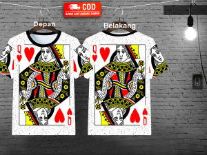 Kaos Motif Kartu King Dan Qureen Depan Belakang Sablon  Kaos Pria Dewasa Murah