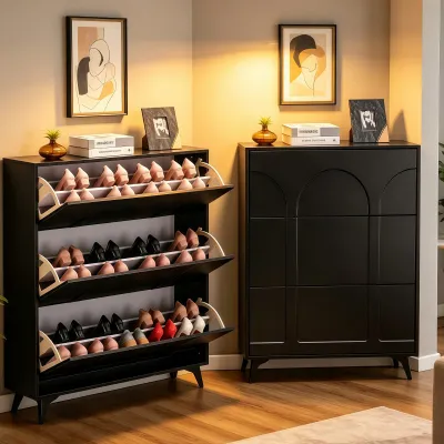 Solid Wood Shoe Cabinet Narrow Shoe Cabinet for Entryway Hallway Multifunctional Space Saving Ultra Thin Flip Shoe Rack