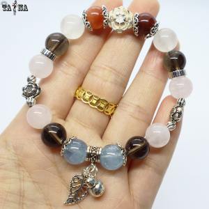 [XẢ KHO GIẢM SÂU] Vòng đá thạch anh hỗn hợp 10mm mix charm bạc 925 cao cấp