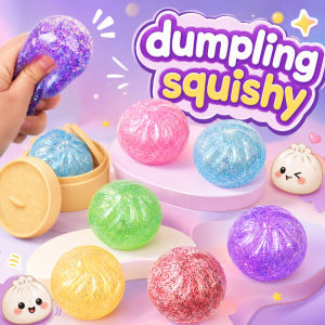 Glitter Squishy Dumpling Toy Slow Rising Squeeze Fidget Toy Bun Shape Stress Relief for All Ages