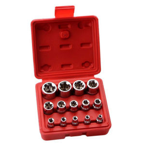 14 pcs E-Type Star Socket Set 1/4" 3/8" 1/2" Female External Star Socket Set E4 - E24 Torque Socket Set