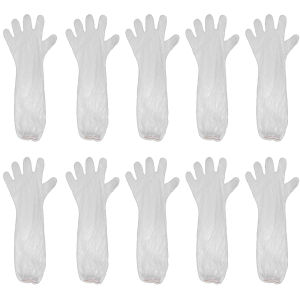 10 PCS Plastic Disposable Arm Guard Kitchen Washing Dishes Cleaning Housework Waterproof Thickening Transparent Care Long Wear Resistant Gloves
