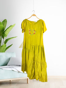 Đầm babydoll tôn dáng Lụa Linen xước giấu bụng - UT93B