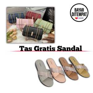 BIG SALE - Sling Bag Tas Bahu Cewek Shoulder Crossbody Gratis Sendal wanita teplek jelly - Random
