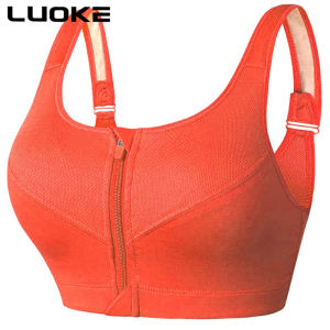 LUOKE Top 5XL Women Plus Size Zipper Sport Bra Sukan Saiz Besar