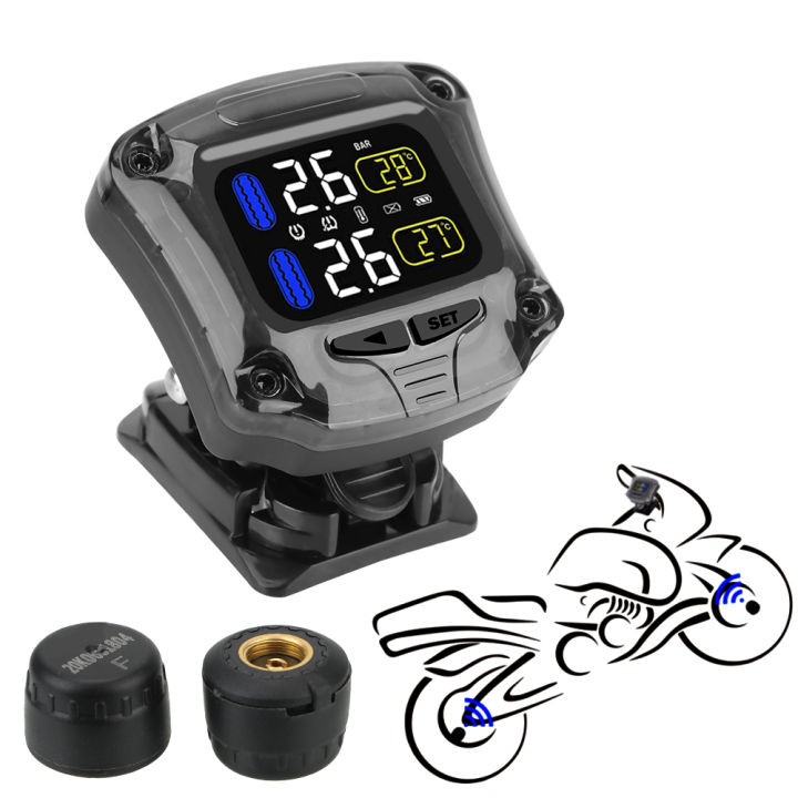 External Sensors LCD Screen Display Motorcycle Tire Pressure Sensor Wireless Tire Pressure