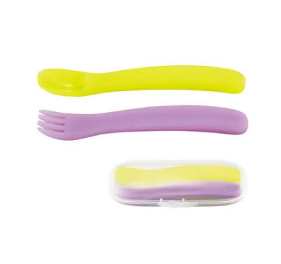 Combi Baby Label Spoon & Fork Set With Case | Applicable Age: 12 Months+