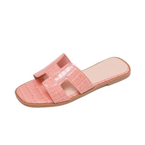 YOTO Rhinestone H-Strap Slide Sandals For Women Soft Flat Casual Outdoor Summer Slides