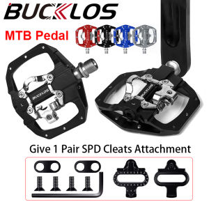 BUCKLOS MTB Cleats Pedal with SPD Cleats Attachment Sealed Bearing Anti-slip Flat/cleats Pedals for Mtb SHIMANO SRAM Bicycle Parts