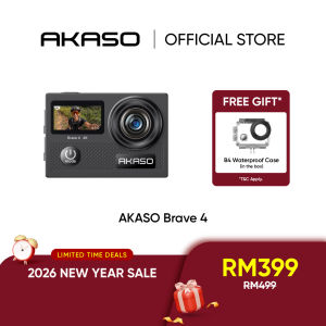 AKASO Brave 4 - Dual Color Screen Action Camera | 4K30fps Video | 20MP Image | 5x Zoom | Wireless Control