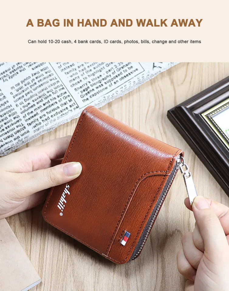 SHABILI Men Wallets PU Leather Short Wallet Business Slim Bifold With  Credit Card Pockets And Coin Pockets