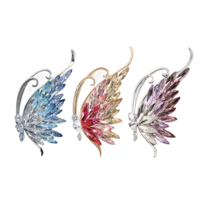Delicate Butterfly Shape Brooch With Shimmering Blue Crystals Stylish Lightweight Design For Daily Or Formal Occasions