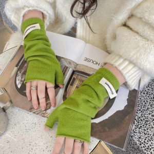 MUQZI Co giãn mềm mại Găng tay dệt kim không ngón Ấm áp và dày dặn Cashmere giả Găng tay giữ ấm Mới Màu đơn sắc Găng tay nửa ngón Mùa đông