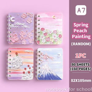 80sheets A7 NoteBook Landscape Coil Book Student Handbook Rollover Coil Book Mini Pocket Notepad Diary Notebook Stationery Supplies