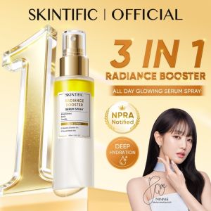 SKINTIFIC Radiance Booster Serum Spray 100ml 3 In 1 All Day Glowing Facial Mist Deep Hydration Brighten Dull Skin With Bifida Ferment Ectoin Centella Calming Serum Spray NPRA Notified Skin Care