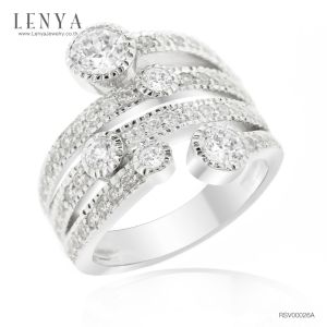 LENYA แหวน CZ DiamondLike เสริมลุคเรียบหรู ขนาด 5 มิล ตัวเรือนเงินแท้925 ชุบทองคำขาว