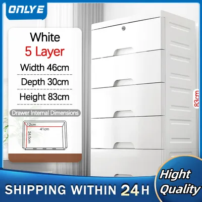 White 45cm multilayer Wide Storage Cabinet Lockable With Wheels Thickened Plastic Drawer Toy Organizer