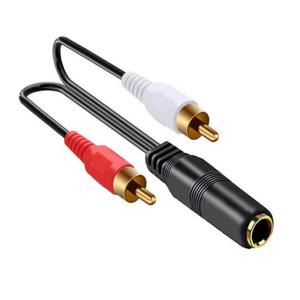 6.35mm nữ để 2RCA nam y Cáp chia 1/4inch TRS để 2RCA dây cho âm thanh Stereo âm thanh mở rộng đĩa vàng kết nối