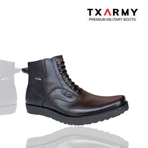 Sepatu PDH TNI POLRI Hitam Doff 8 Tali Variasi TXARMY