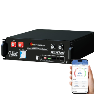 CST Energy Powermega 48V 324Ah LiFePO4 Battery 16.888kWh Energy Storage with Breakers 200A Active Balancing BMS Aerosol Fire Protection7" LCD and Bluetooth RS485/CAN/RS232 for Off-Grid&Home Backup