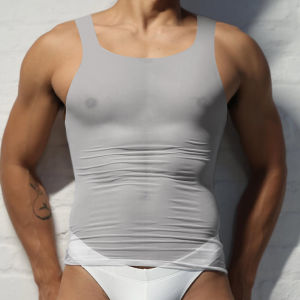 CMENIN ADANNU 1 Áo vest nam bằng lụa băng mỏng thoải mái cho nam Áo vest lưới siêu mỏng co giãn AD328