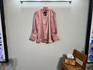 Kemeja B73 Polos santai Atasan Model Manset Lebar Slim-fitting
