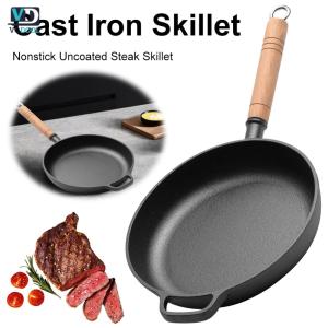 [Uetech] Iron Skillet Cookware with Wood Handle Nonstick Mini Frying Oil Drizzling Small Pot 22/24/26/28cm Kitchen Omelette Pan
