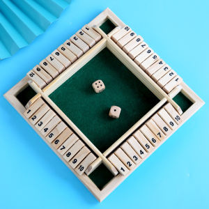 Shut The Box Game Board Games Large Wooden 2-4 Players Flip Dice Party Math Game Logic Math Training for Kids/Adults