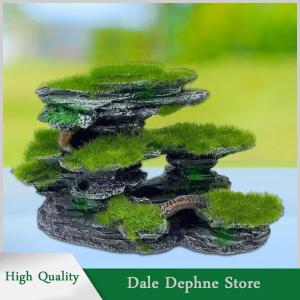 [Dale Dephne] Aquarium Mountain View StoneAquarium View Stone Mossed Aquarium Hideout Submersible Resin Aquarium Decorations Large