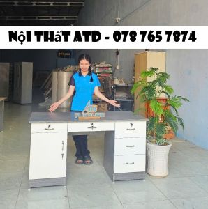 Bàn làm việc văn phòng cao cấp 140cm- bàn văn phòng lớn ngang 1m4 màu trắng sang trọng đẹp tphcmbd