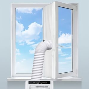 MILES Flexible Cloth Air Conditioner Window Seal with Zipper Sealed Window Sealing Kit Easy to Install Weatherproof Window Seal Cloth for Casement Window