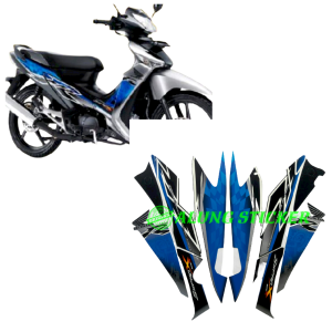 STIKER STRIPING LIS LES BODY MOTOR HONDA SUPRA X 125R TAHUN 2008 WARNA BIRU 1SET STANDAR
