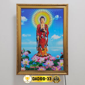 Tranh Phật A Di Đà Có Đèn Trang Trí Bàn Thờ Treo Tường Phòng Thờ DADĐĐ-33