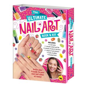 The Ultimate Nail Art Book & Kit with tools stencils stickers glitter & book