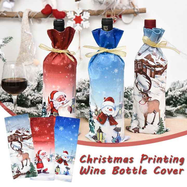 【lightingeverthing】Christmas Wine Bottle Cover Bags Santa Claus Wine Bottle  Cover Gift Bag Christmas Dinner Party Xmas Table Decor Merry Christmas