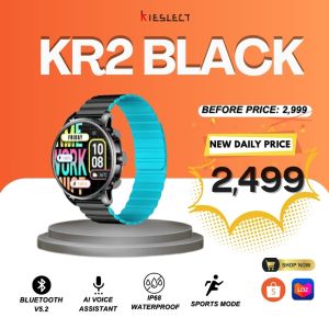 (CLEARANCE SALE) Kieslect KR2 Smart Watch Black – AMOLED Display Bluetooth Calling Fitness Tracker with Heart Rate & SpO2 Waterproof Sports Watch for Android & iOS Ultra-Slim Design Long Battery Life Smart Notifications Men Women Wearable Tech