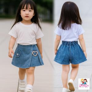 Rok celana anak perempuan usia 1-9tahun bawahan anak rok pendek 2in1 jeans denim