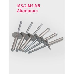 M3.2 M4 M5 Large Cap Open End Aluminum Blind Rivets Pull Cap Rivets Flat Round Head Split Brivets