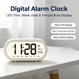 Battery Powered Digital Alarm Clock with 3 Groups Alarms And Snooze Function for Home Bedroom Office
