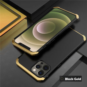 FLOVEME Luxury Armor Matte Phone Case For iPhone 13 12 Pro Max 13 12 Mini Aluminum Metal Frame+PC Anti-fall Shockproof Back Cover