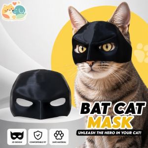 3D Bat Cat Mask Funny Half Face Cosplay Prop Halloween Party Pet Costume Accessory For Small Medium Cats