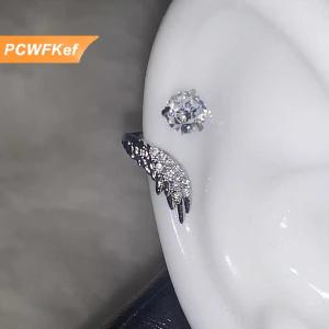 【PCWFKef】 2pcs linh hoạt tinh tế sáng bóng Cánh tai xương móng tay cho phụ nữ thời trang cá nhân Bông tai Trang sức phụ kiện Quà Tặng