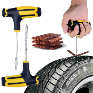 Tire Repair Tools Kit for Car Motorcycle Bike Tyre Puncture Quick Repairing Studding Plug with Seals Glue Rubber Stripes Set