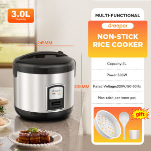 Dreepor 3 / 4 Liter Rice Cooker with Steamer and Keep-Warm Function Non-stick rice cooker