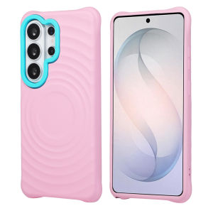 Luxury 2 in 1 Wave Texture Magsafe Phone Case for Samsung Galaxy S26 Ultra A07 A08 A07s A16 A17 A18 A36 A37 A27 A26 A56 A57 Contrast Color Camera Frame Shockproof Soft Silicone Magnetic Casing Anti Slip Protective Cover