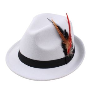 LIDIP Fedora Hat Feather Decors Fedora Hat Panama Dress Up Topper Hat Retro Jazz Bucket Hat Men Women
