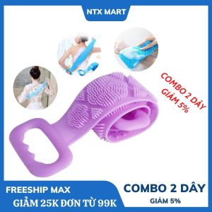 Dây tắm chà cọ lưng silicon massage cơ thể lưu thông máu – đai chà lưng kì lưng 2 mặt gai silicon siêu mềm mại tẩy tế bào chết siêu sạch khi tắm – NTX Mart
